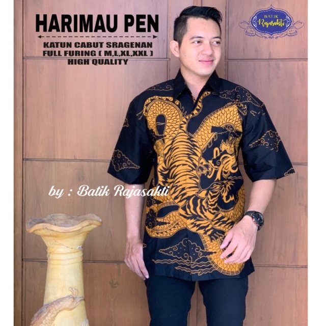 Batik Pria HARIMAU PENDEK Katun Halus Full Furing Ori Solo