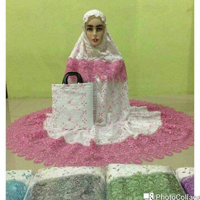 MUKENA PRADA SUTRA PARIS RENDA KEONG WARNA