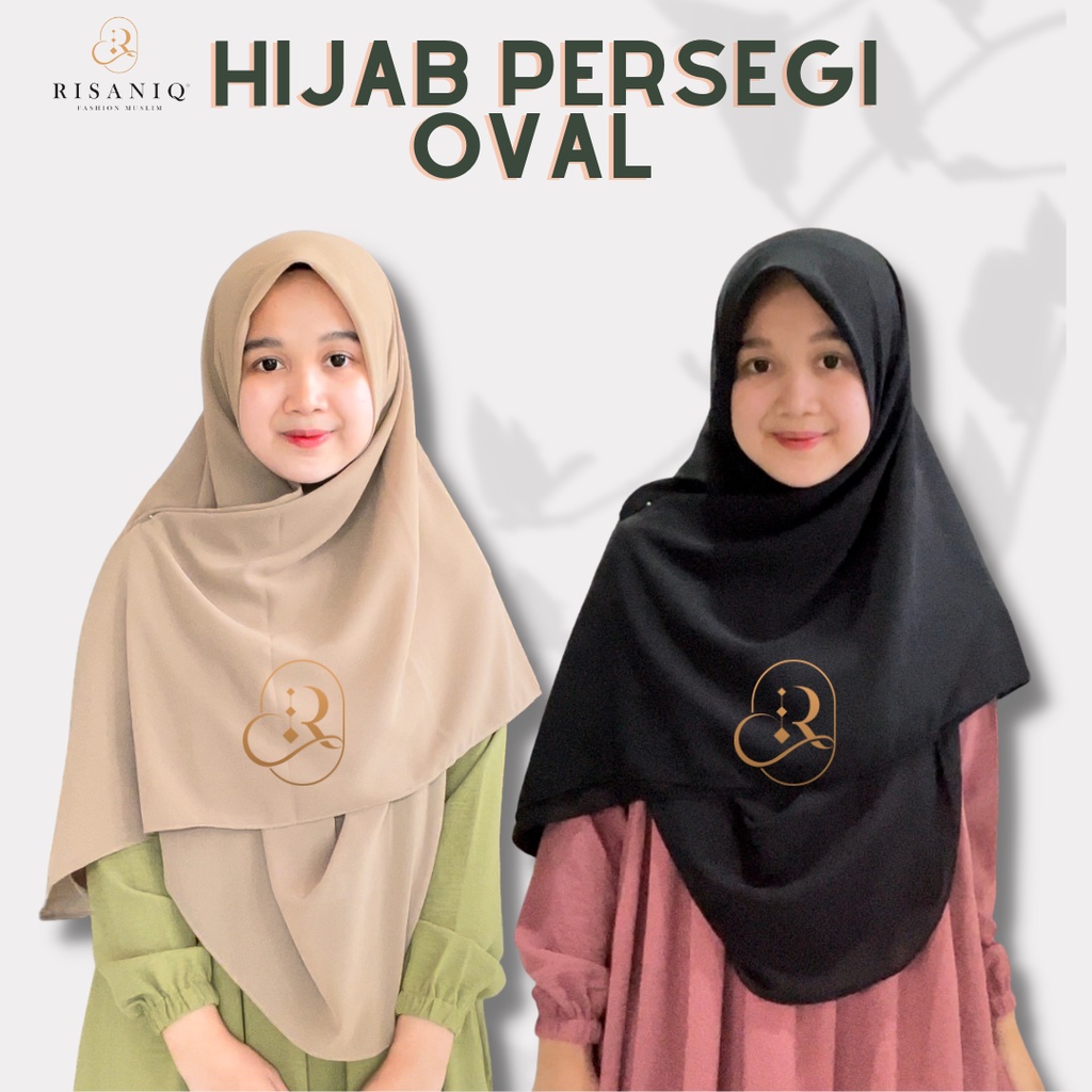 Hijab Segi Empat Persegi Oval dari RISANIQ Bahan Ceruty Ukuran 130x130 Jumbo