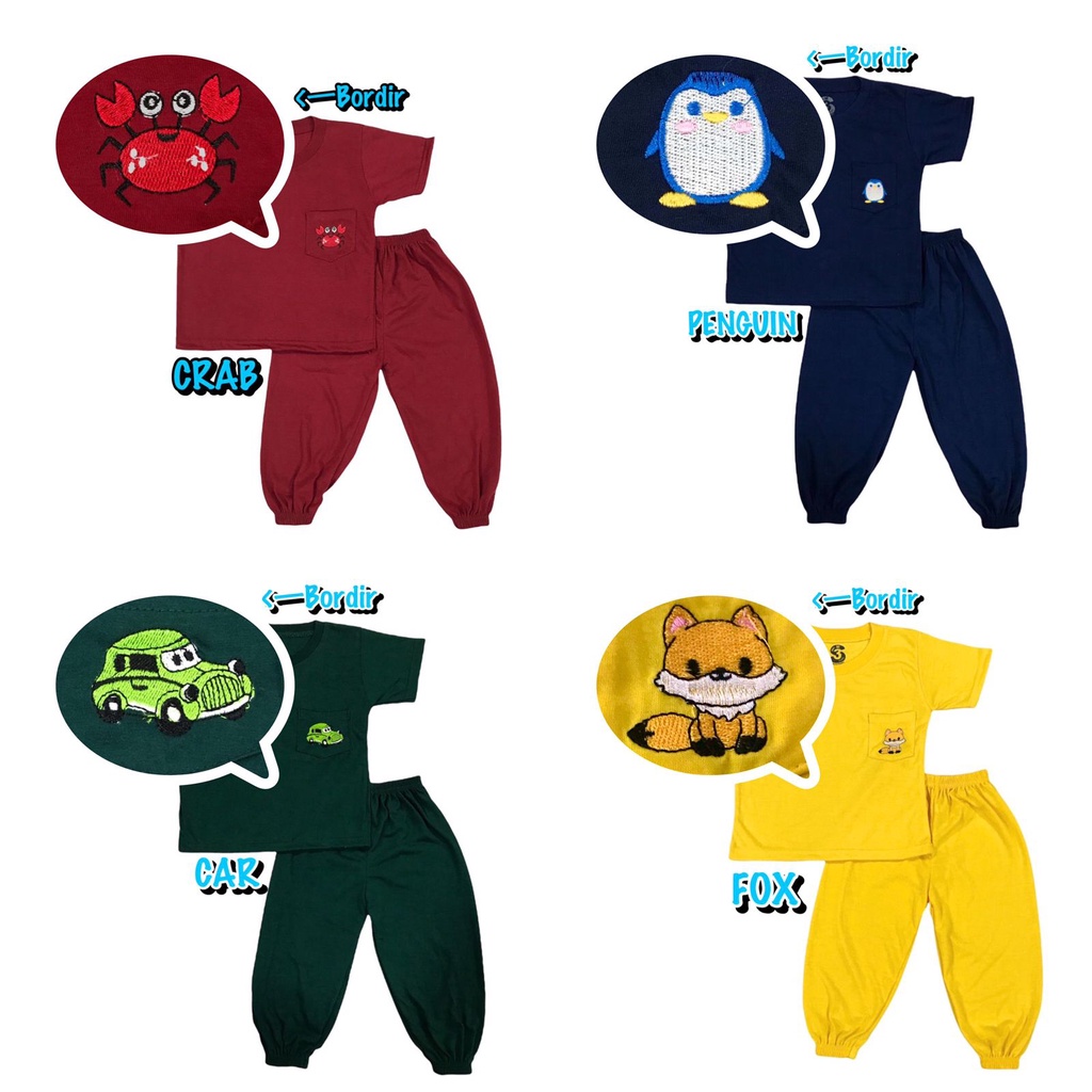 BAJU SETELAN CP JOGER FASHION OBLONG ANAK LAKI-LAKI/COWOK BAHAN KAOS KATUN KANTONG BORDIR