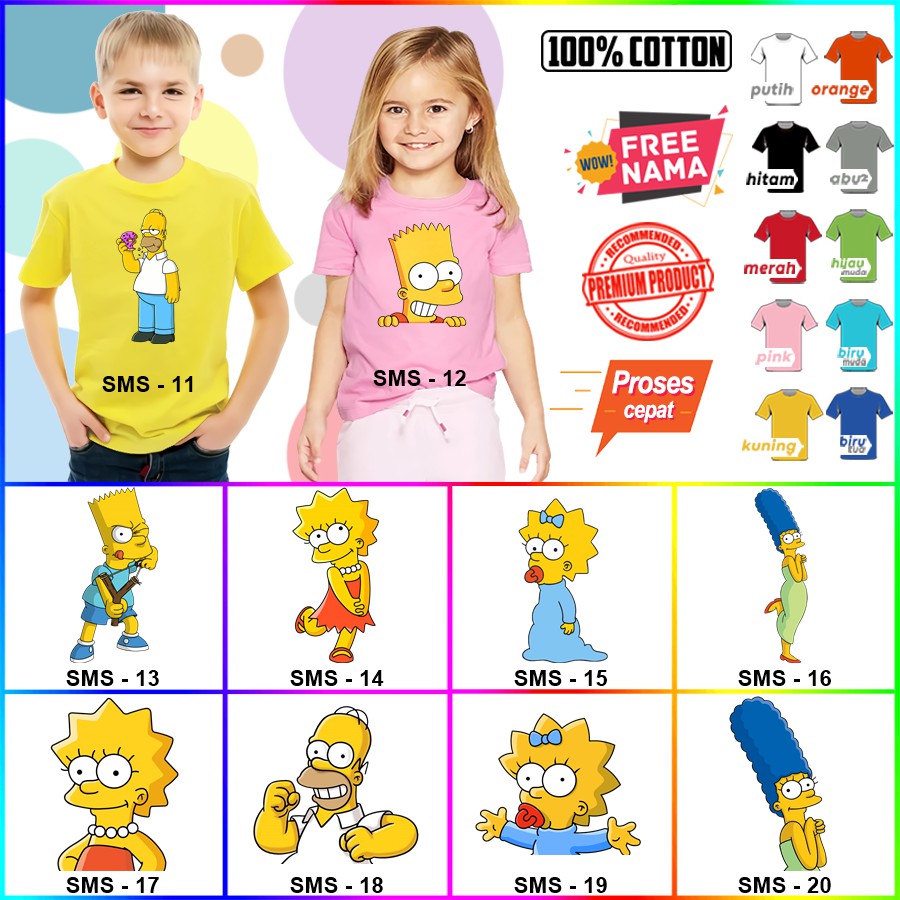Baju Kaos ANAK DAN DEWASA SIMPSONS COUPLE (FREE NAMA)