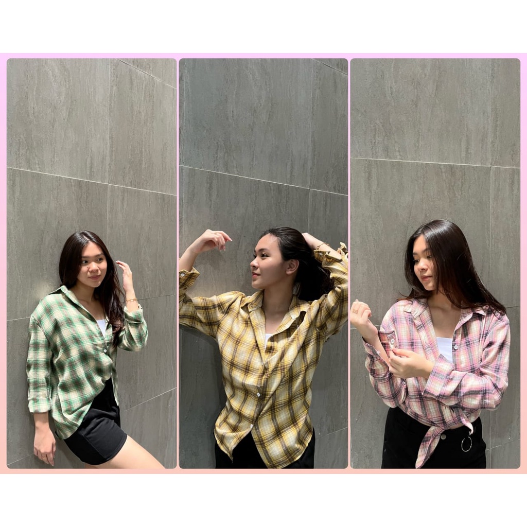 FASHION WANITA ATASAN YEBIN SHIRT KEMEJA FLANEL IMPORT REALPIC DAN VIDEO REAL