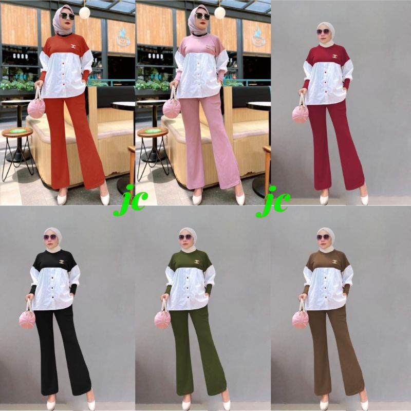 JCZR - Set Knit Isyana / Stelan Knit Wanita Muslim / Set Knit Terbaru Kekinian