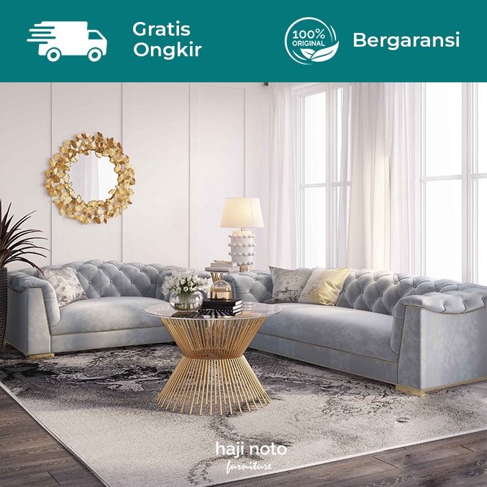Jual Farah Grey Velvet Living Room Set Set Sofa Ruang Tamu Mewah