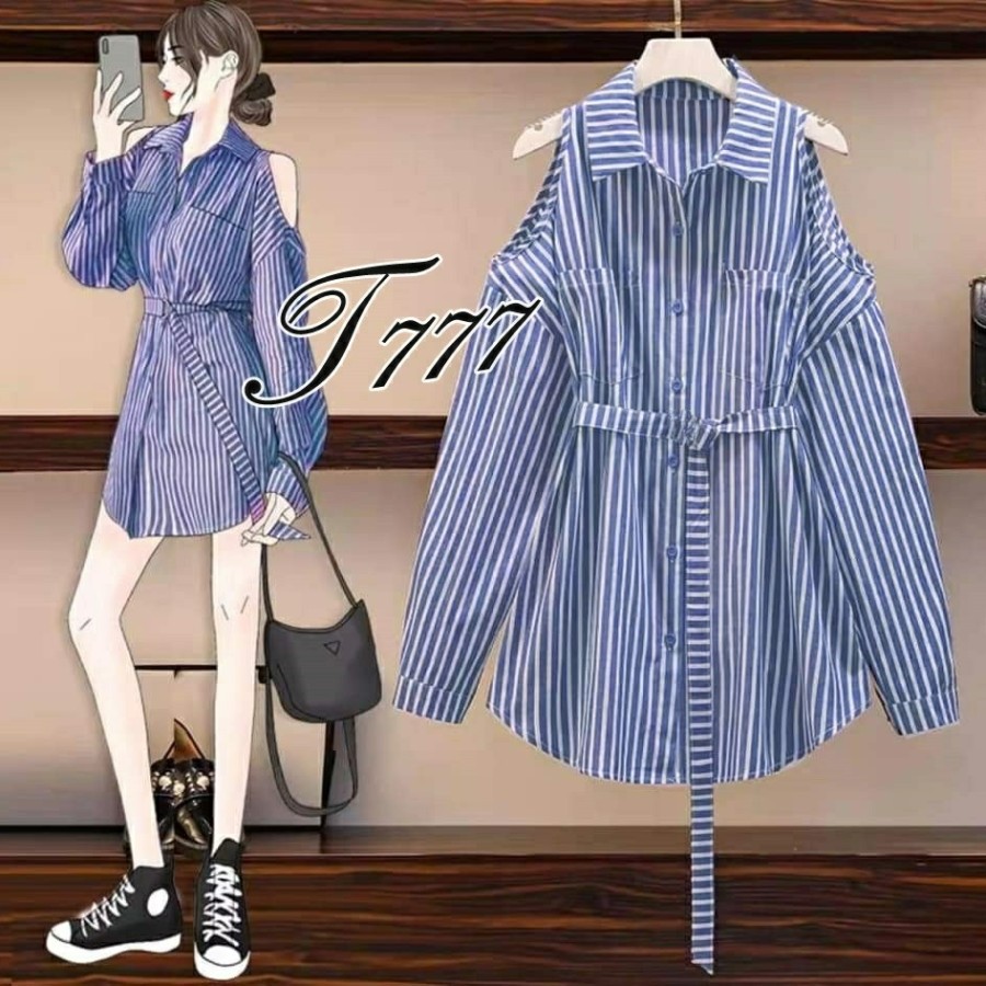 MTF Hem Wanita Katun Motif Korea Babol Salur Jolin