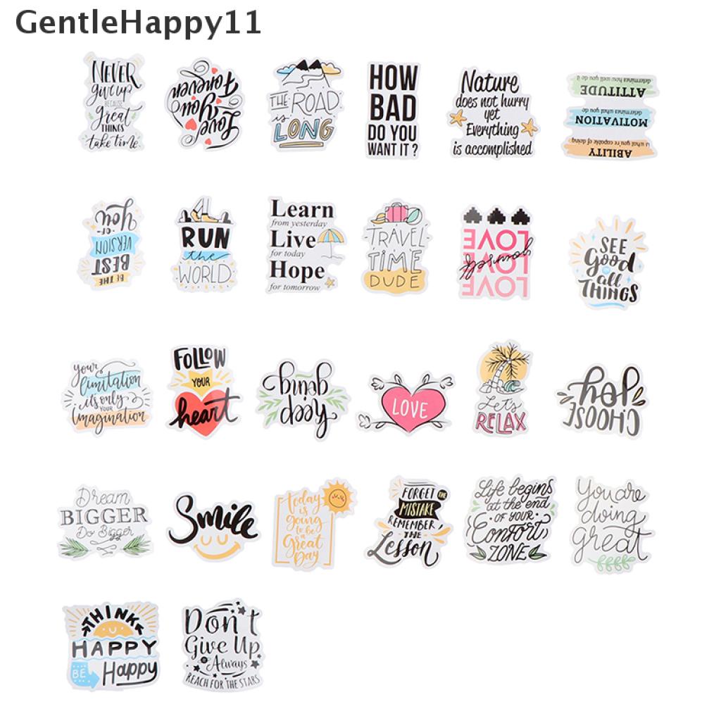 Gentlehappy 50Pcs / Set Stiker Motif Tulisan Motivasi Anti Air Untuk Dekorasi Laptop / Skateboard Diy