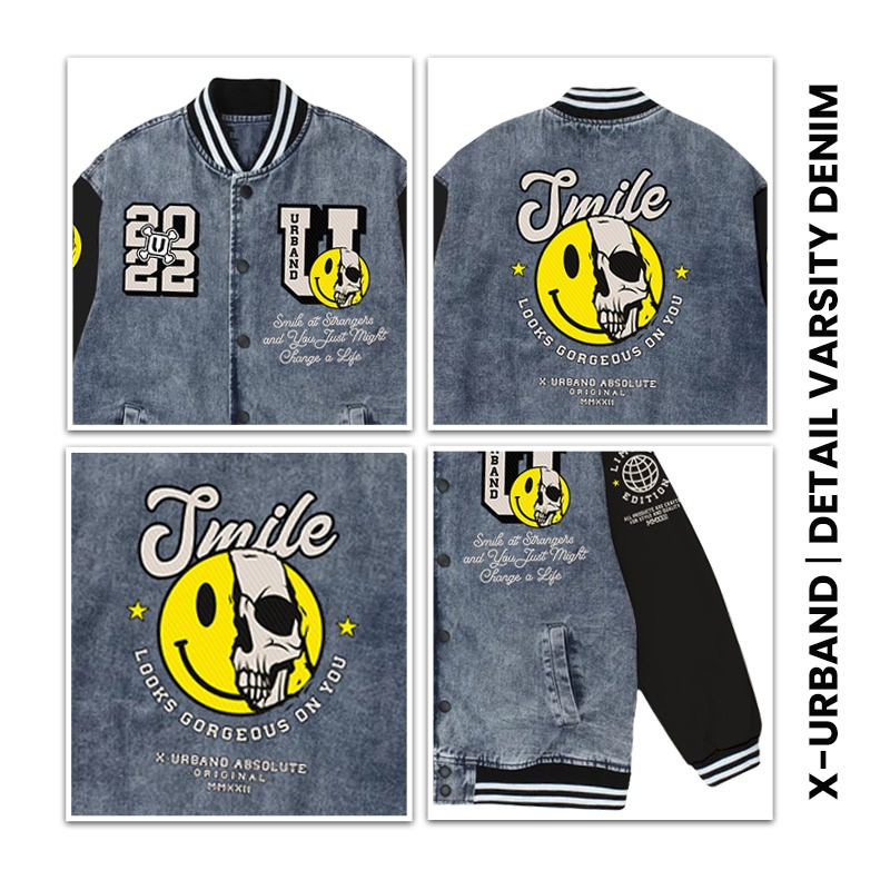 Dhozen Varsity Jacket Denim Smile A261