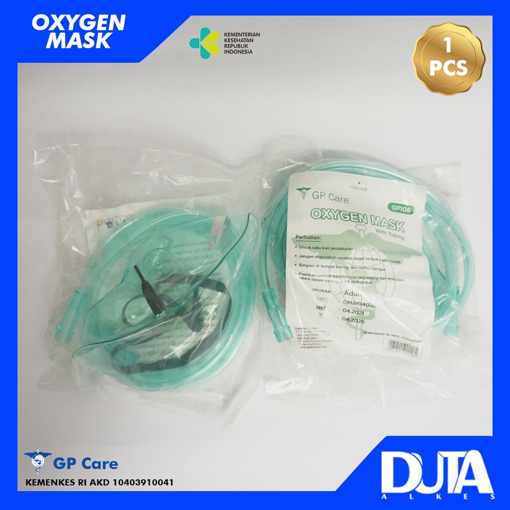 Jual Oxygen Mask With Tubing Adult Masker Oksigen Gp Care Dewasa Shopee Indonesia 