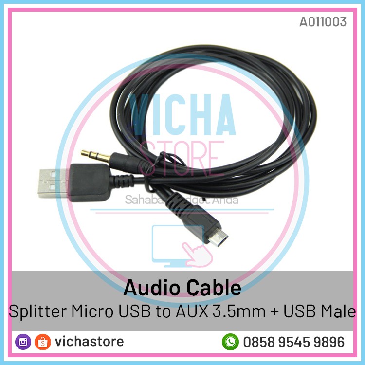 Audio Cable - Kabel Splitter Micro USB to AUX 3.5mm + USB Male