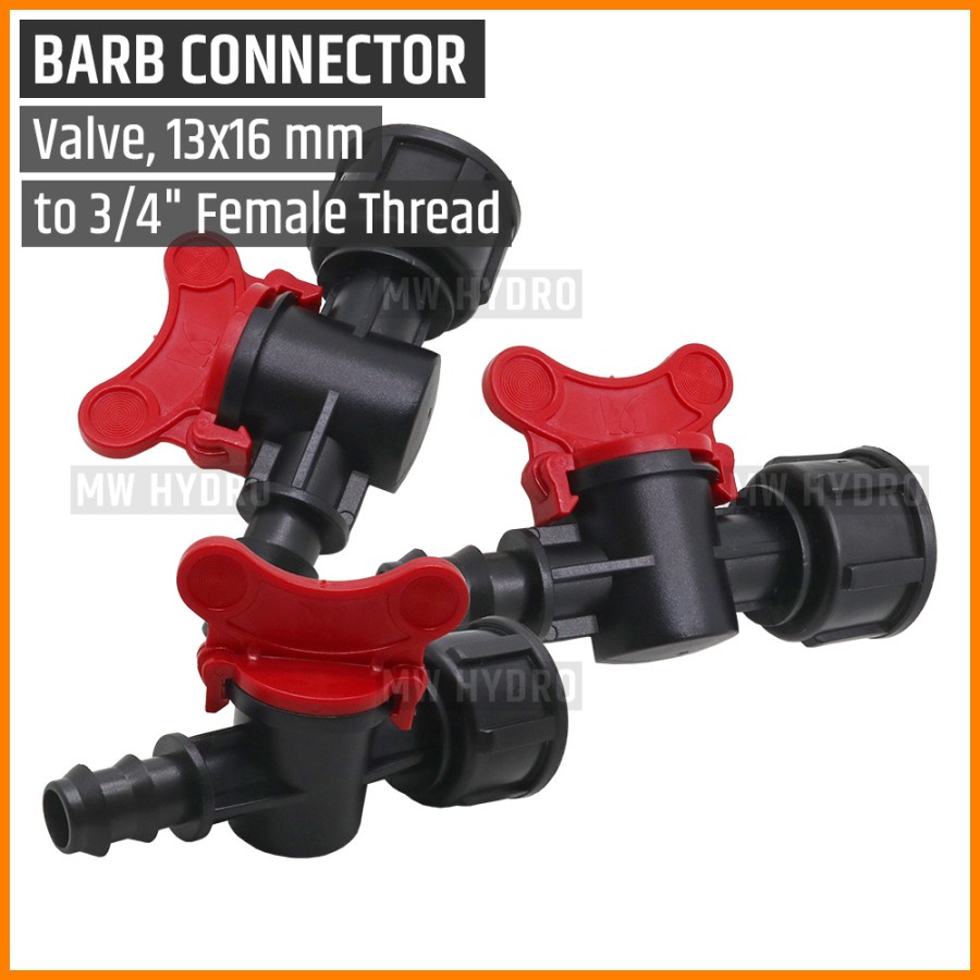 Barb Valve 3/4 inch Drat (Female/Betina) ke Selang PE 16 mm / 13 mm