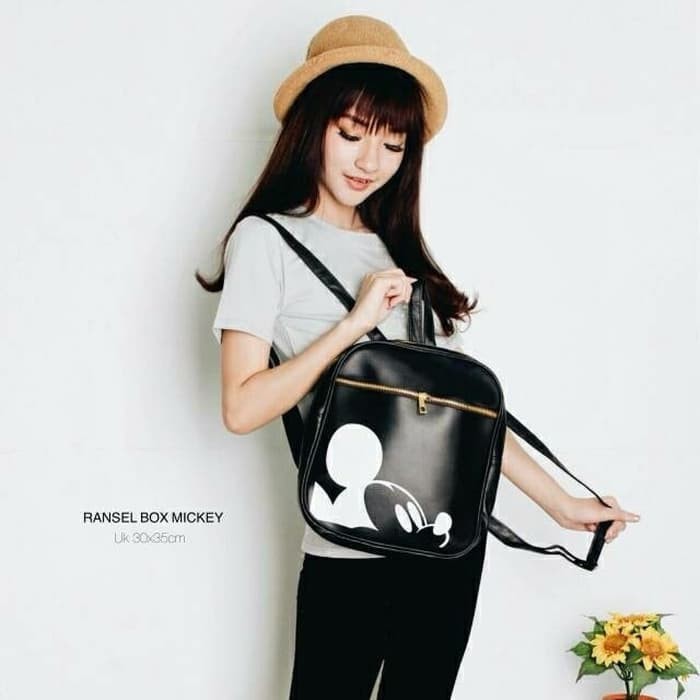 tas ransel kulit mickey black mick tas ransel fashion high quality