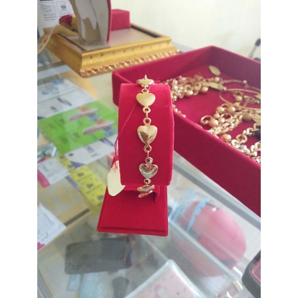 gelang hati imitasi lapis emas 24k