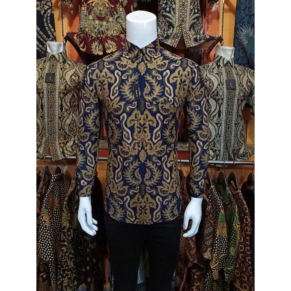 Kemeja Atasan Batik Slimfit Pria Lengan Panjang Formal/Casual Kantoran/Semi Resmi Keren