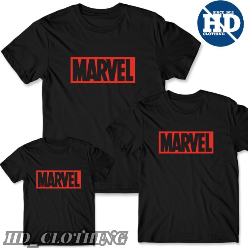 Kaos Atasan lengan pendek Couple Keluarga Superhero Tulisan Marvel - HD Clothing