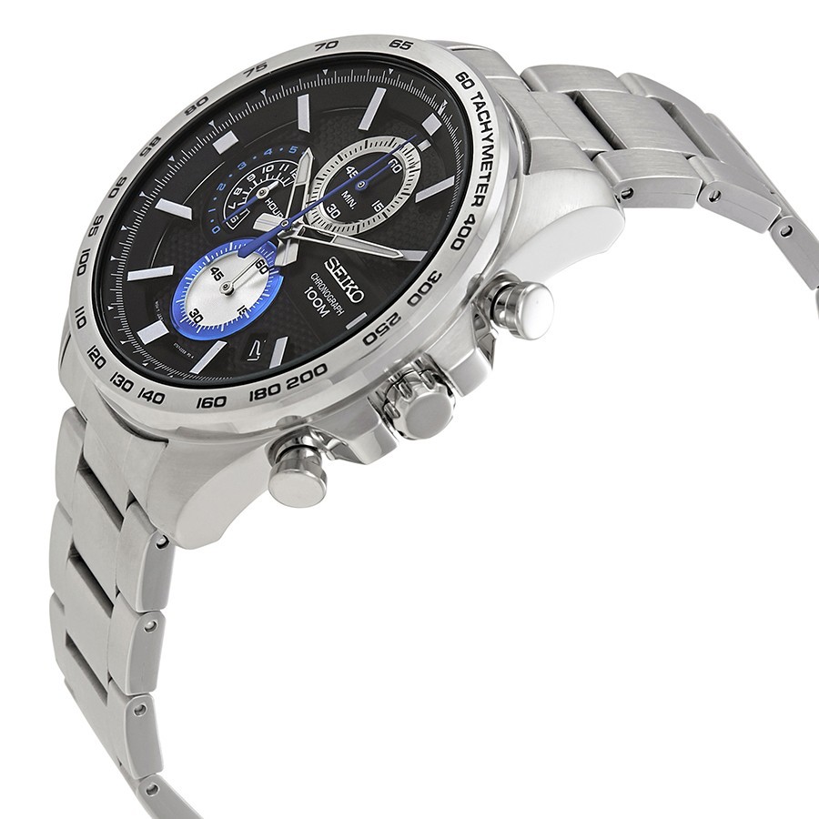 Seiko Quartz SBB257P1 Chronograph Black Dial - Jam Tangan Pria SSB257