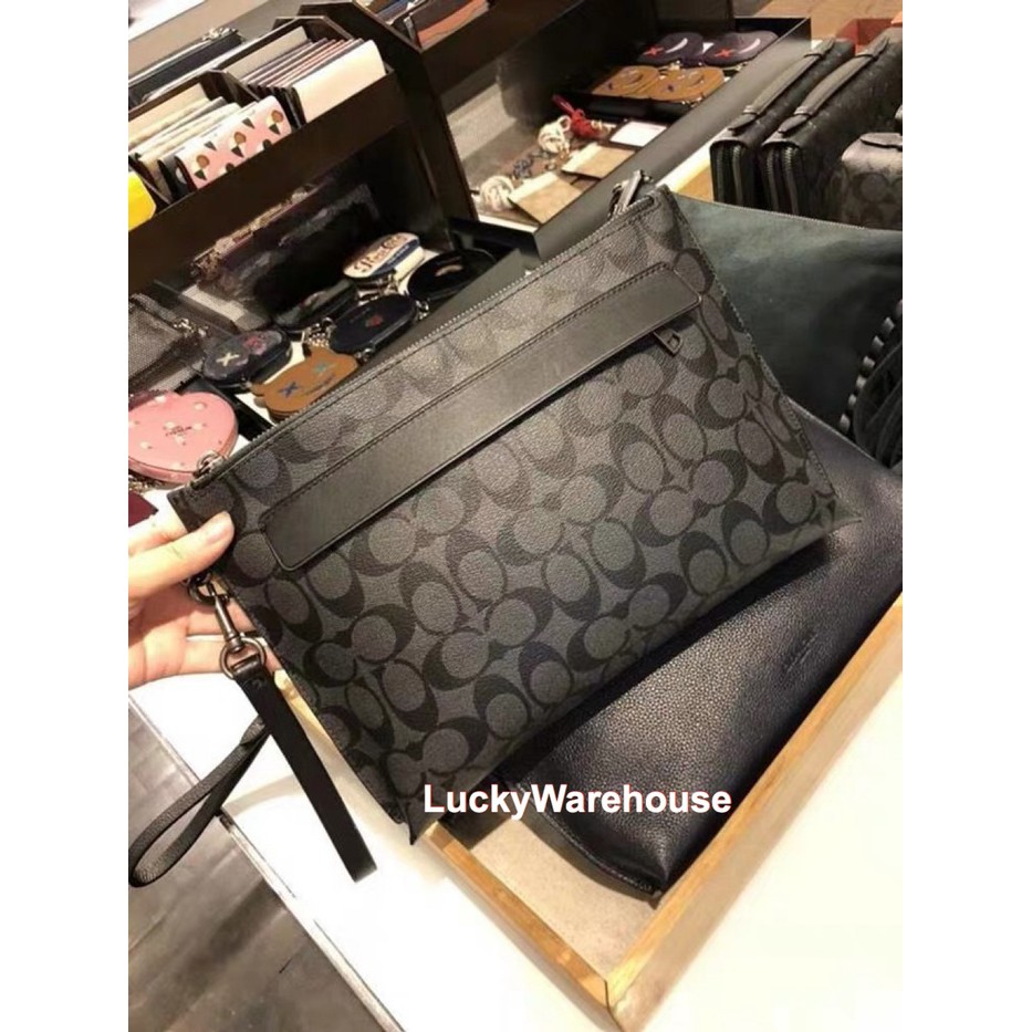 COACH Carryall Pouch in Signature Canvas Black - Original 100%