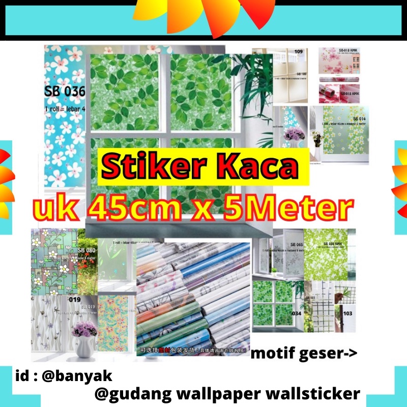 [GD] WALL STICKER STIKER KACA UK 45CM X 5METER SB STICKER SETIKER WALLPAPER PINTU JENDELA KACA BUAT KAMAR MANDI DEKORASI DECOR DEKOR RUMAH WALPAPER SANBLAST WELPEPER SANBLAS SUNBLAST SUNBLAS LEMARI MOTIF POLOS BUREM BURAM KOTAK DAUN BUNGA MINIMALIS MURAH