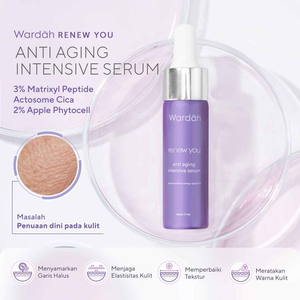 Wardah Renew You Series Anti Aging I Paket Anti Aging Anti Keriput Day Night Cream Facial Wash Serum Kemasan Baru