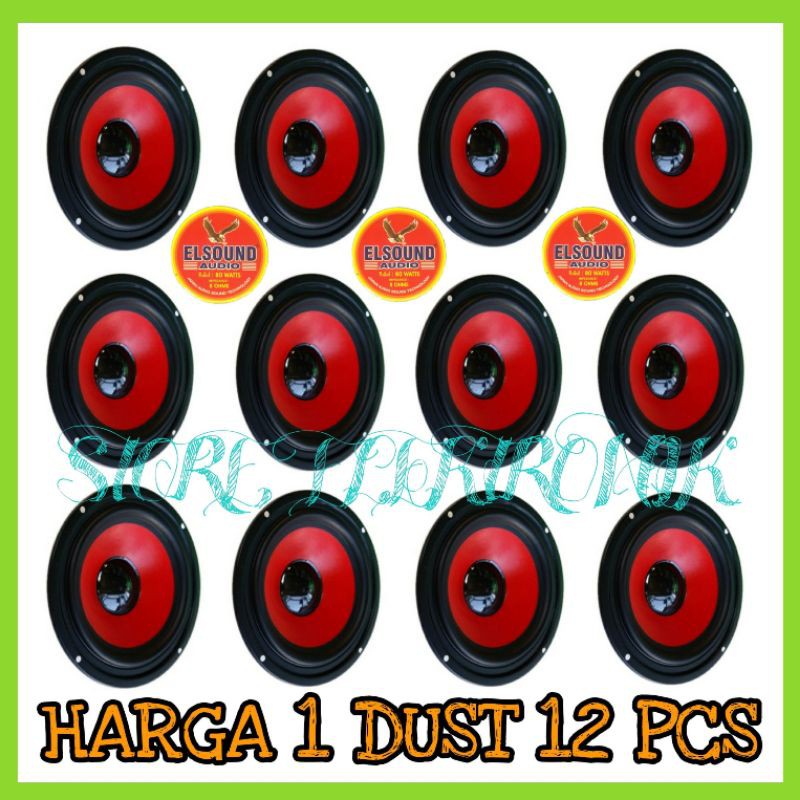 Promo 1 Dust ( 12 Pcs ) Speaker Elsound Woofer 6 Inch Warna Merah