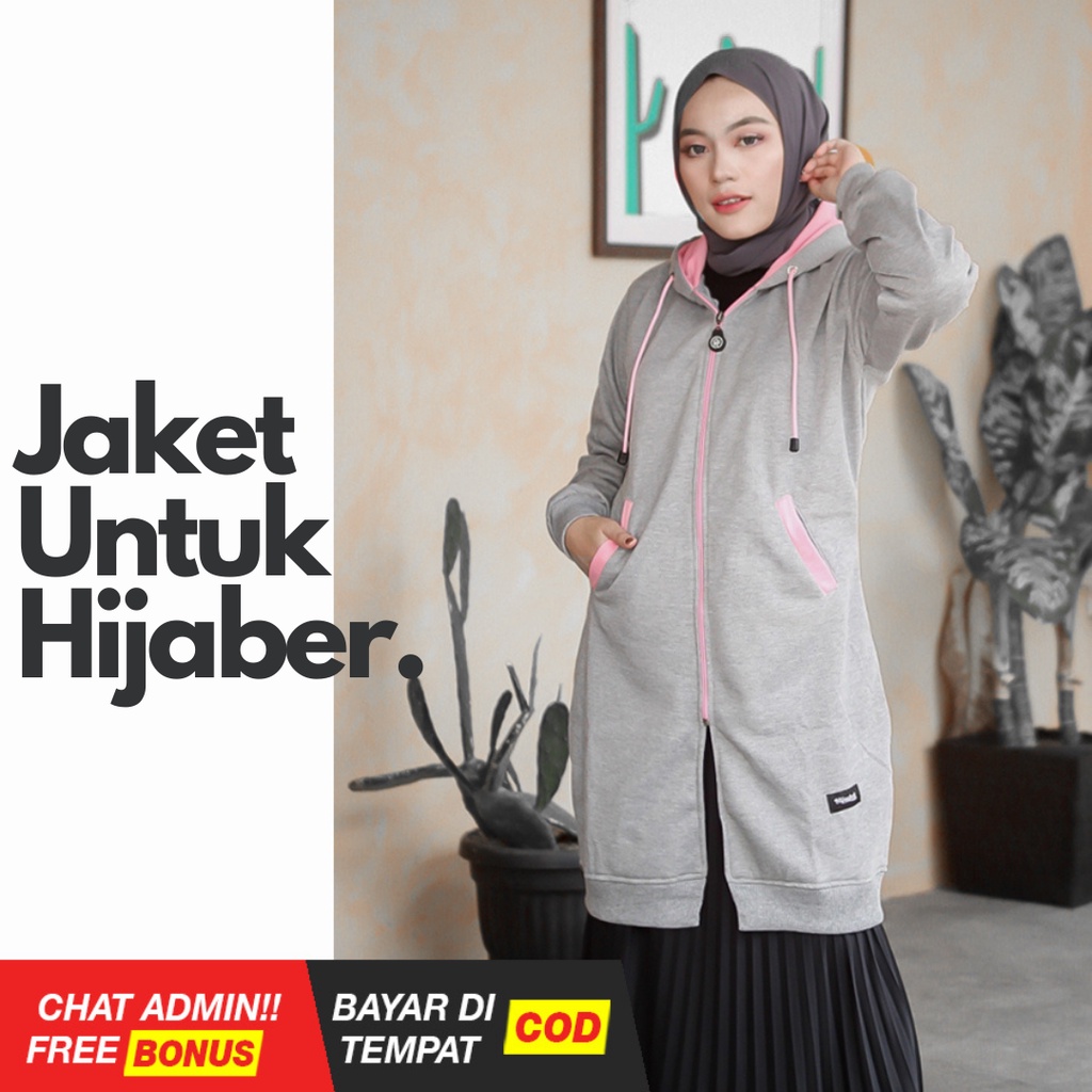 HIJAKET BASIC | HIJAKET JAKET HIJAB PANJANG WANITA MUSLIMAH SYAR'I