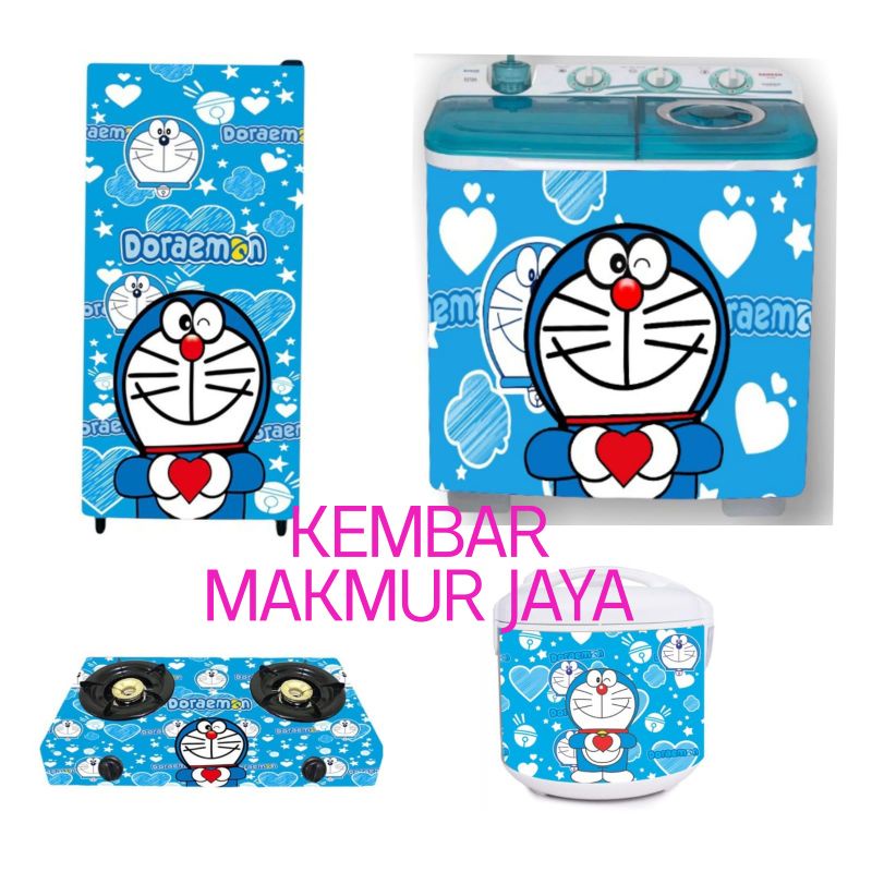 WALLPAPER/SIKER KOMPLIT KULKAS 1PINTU KOMPOR GAS 2 TUNGKU DAN MESINCUCI 2 TABUNG DORAEMON