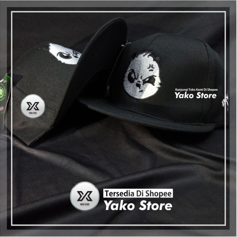 TOPI PANDA HITAM/ 52/ TOPI SNAP BACK ORANG TUA/ TOPI HIPHOP ORANG TUA/ TOPI SNAPBACK/ TOPI RACING/ T