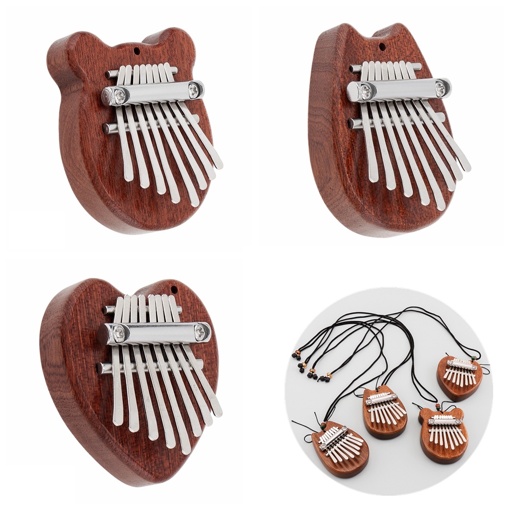 Alat Musik Kalimba Sapele Mbira Mini 8 Kunci Bentuk Beruang Hati Kucing Bahan Kayu