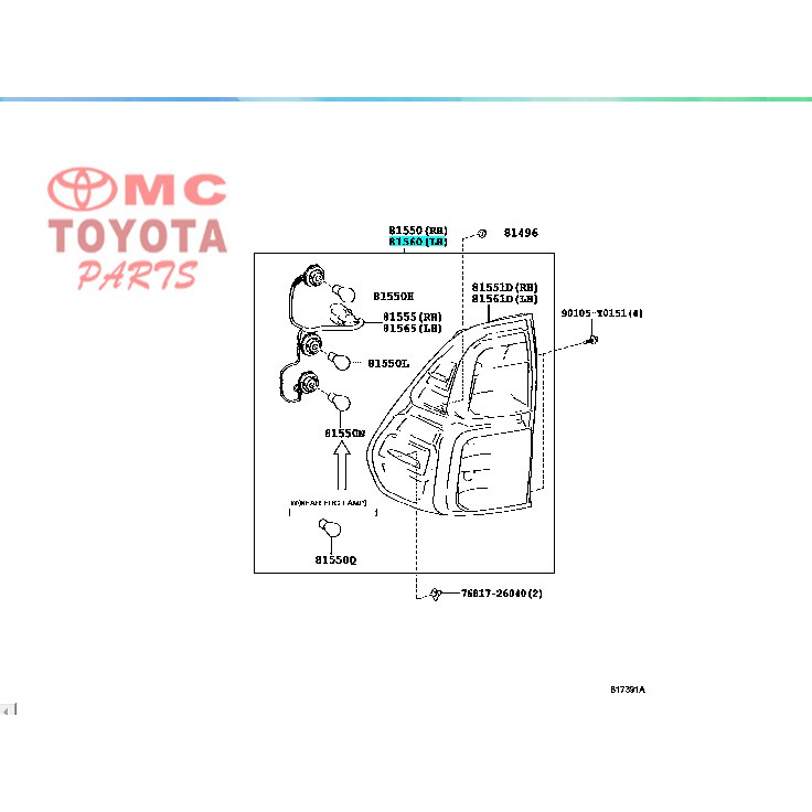 Lampu Stop / Stop Lamp Belakang Kiri Toyota Hilux 2017 81560-0K261