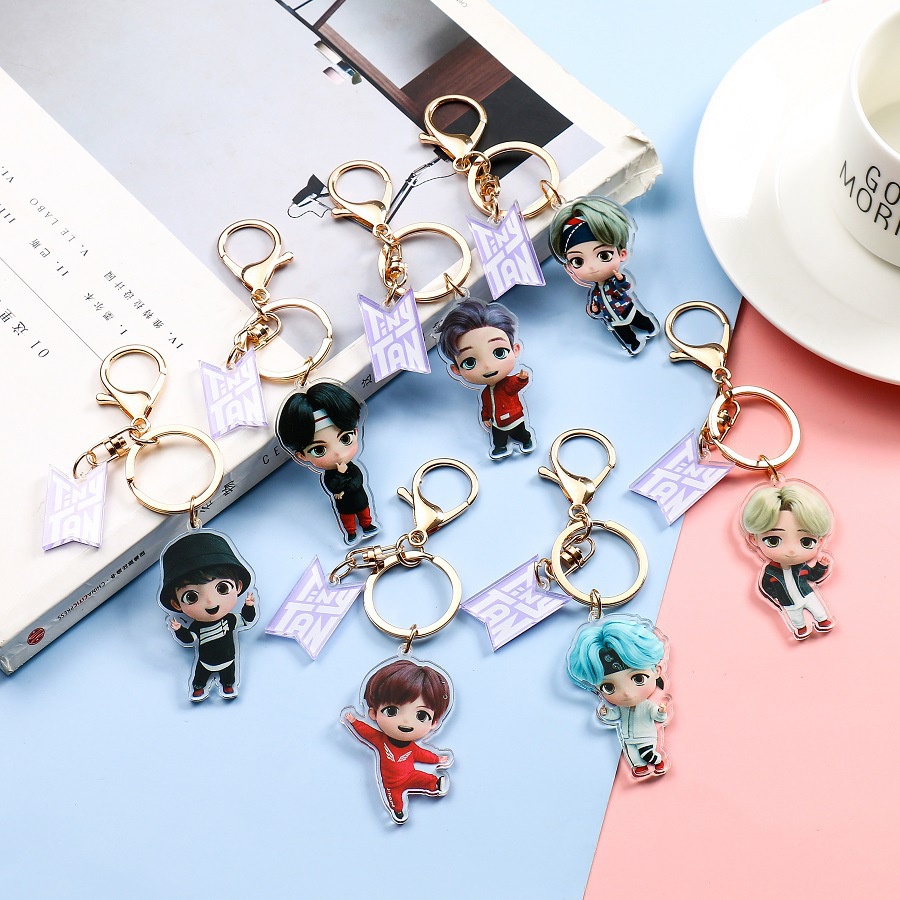 1pc / set Gantungan Kunci Karakter BT21 Jimin Jin Suga Bahan Akrilik Gaya Korea Untuk Wanita