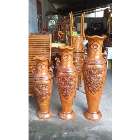 GUCI MOTIF SERIBU BUNGA SATU SET (BAHAN KAYU JATI)