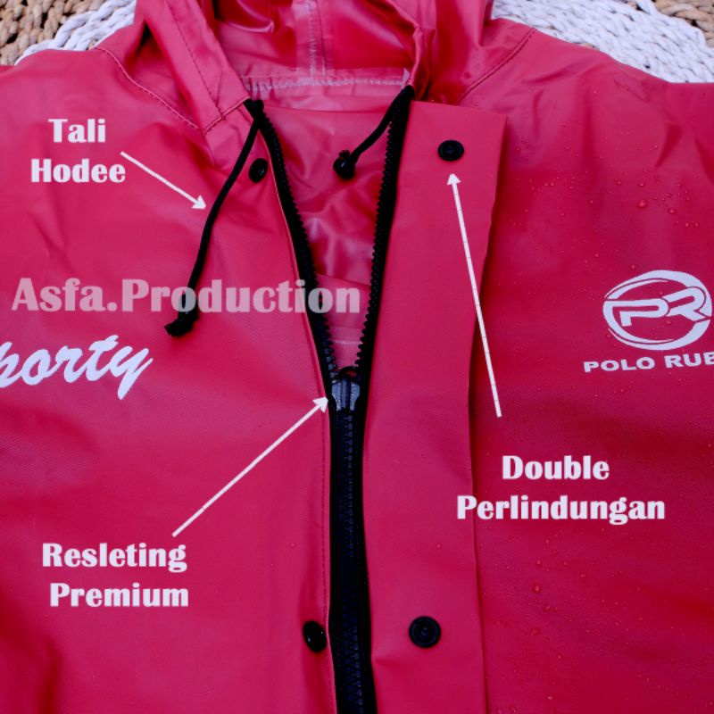 JAS HUJAN, RAINCOAT Terbaik Pria Wanita BY POLO RUBEL Sporty Full Press Anti Rembes Dan Kuat Bahan Karet PVC 0,25 Tebal