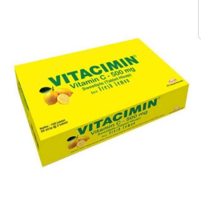 Jual VITACIMIN BOX RASA LEMON DAN ORANGE / VITACIMIN C 500 MG 1 BOX 100