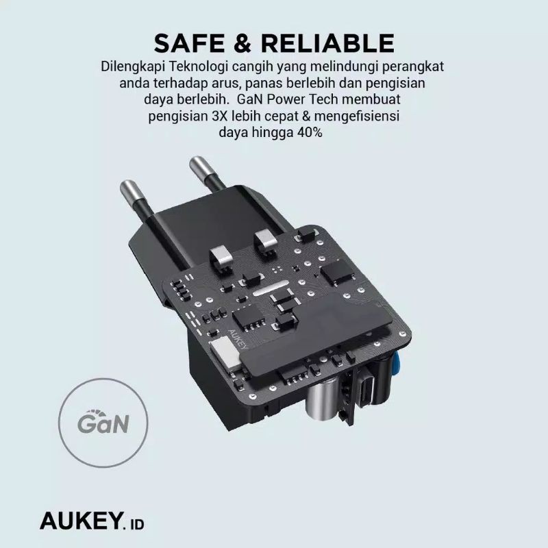 CHARGER AUKEY PA-F1 18w + KABEL C TO C . garansi 2 Tahun