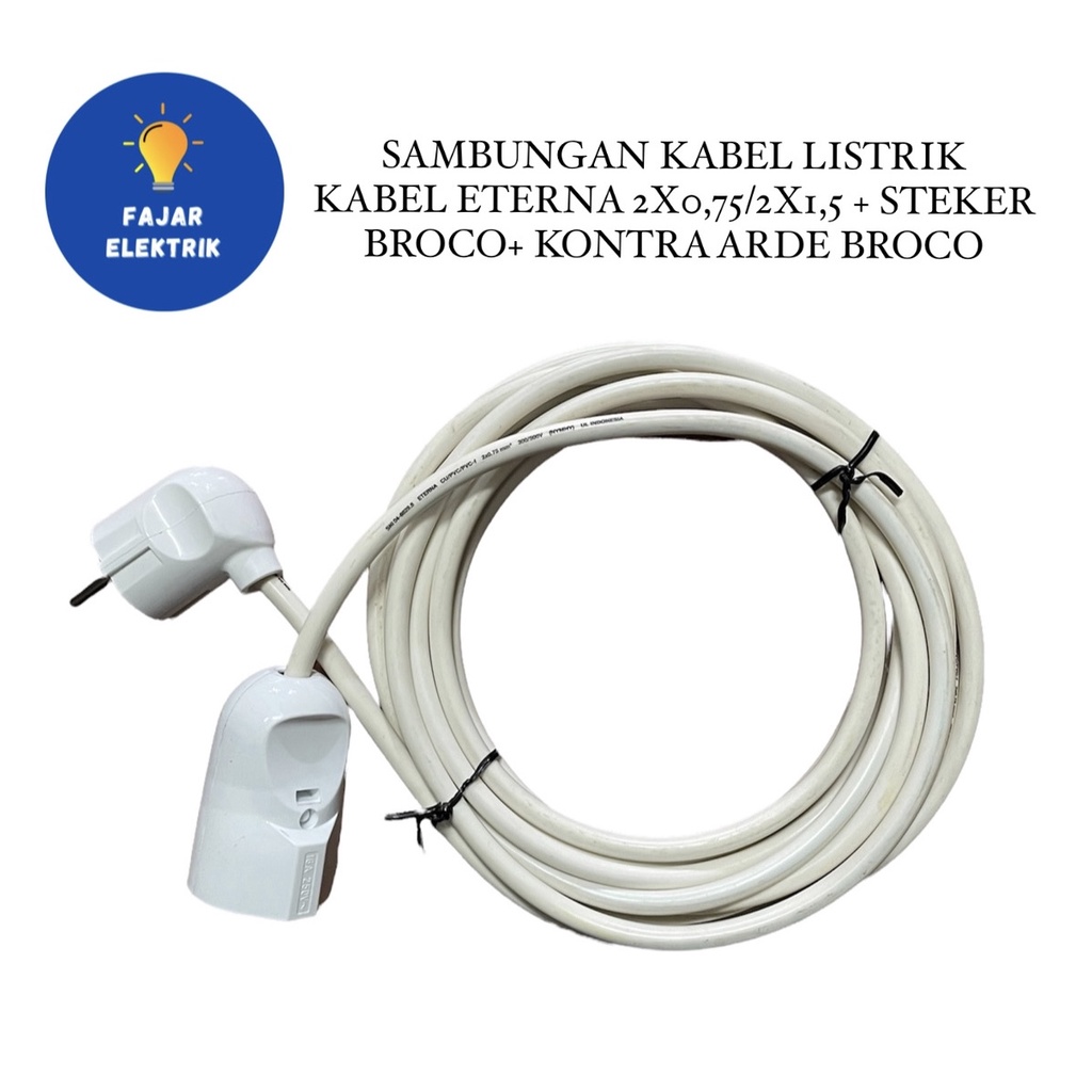 SAMBUNGAN KABEL LISTRIK ETERNA 1-10METER + STEKER BROCO + KONTRA BROCO