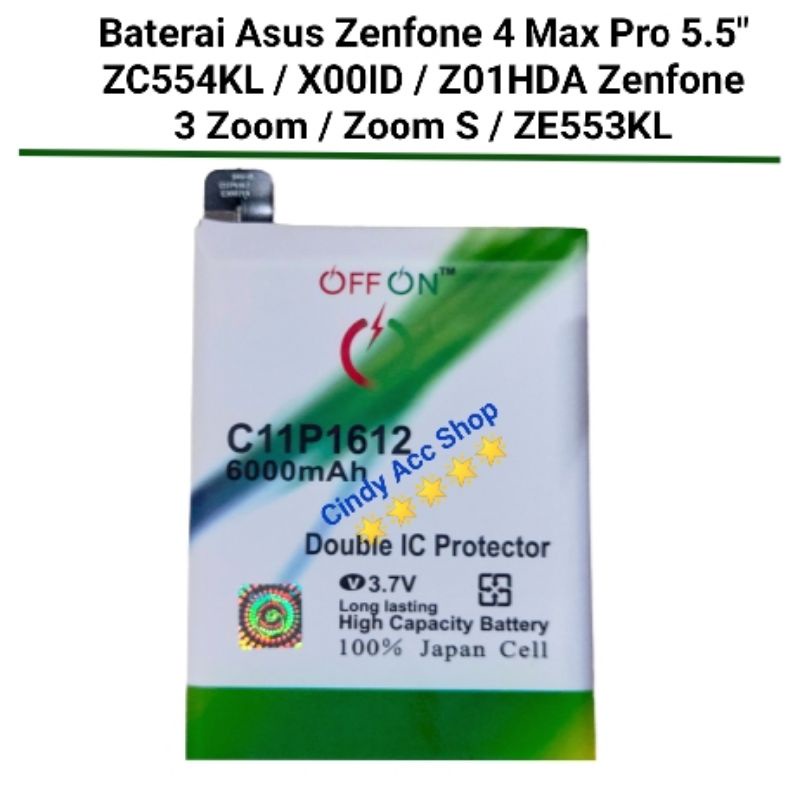 Baterai Original Doublepower Asus Zenfone 4 Max Pro ZC554KL Zenfone 3 Zoom S ZE553KL C11P1612