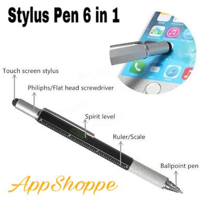 

Stylus Pen 6 in 1 Metal Multitool Screwdriver Ruler Spirit Level