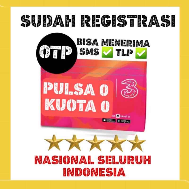 Perdana 3/three/Tri Pulsa 0 sudah registrasi tinggal pakai