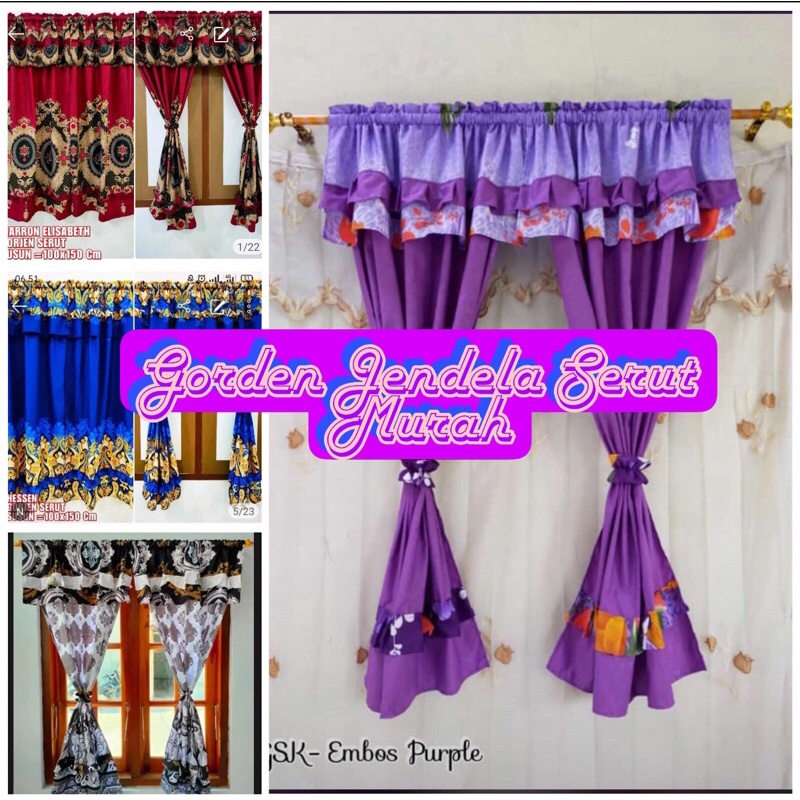 Gorden Jendela Serut Rumbai 100*150 Gorden Pendek