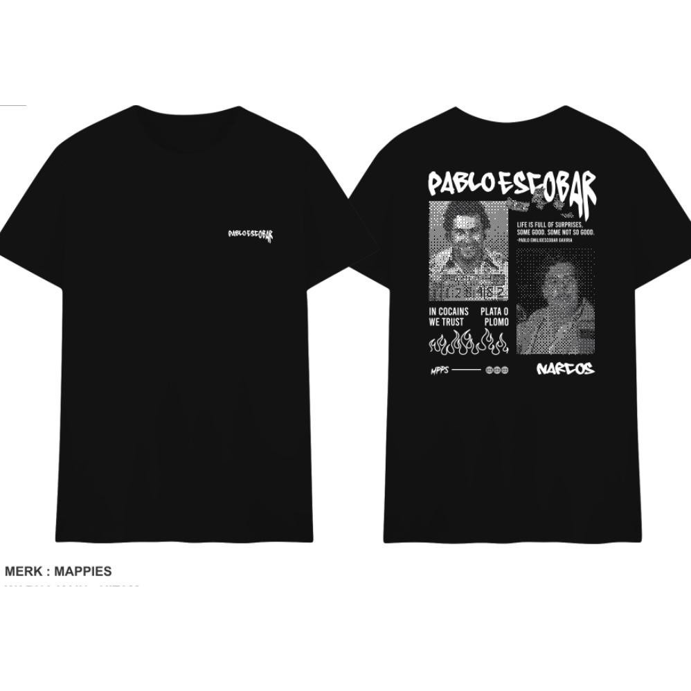 T-SHIRT / KAOS HITAM DISTRO OVERSIZE STREATWEAR SPESIAL SERIES MAPPIES ARTIKEL PABLOESCOBAR | KAOS HITAm pria/wanita spesial termurah catton combat30s