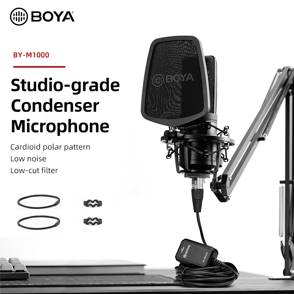 BOYA BY-M1000 Cardioid Condenser Microphone Mic Large Diaphragm