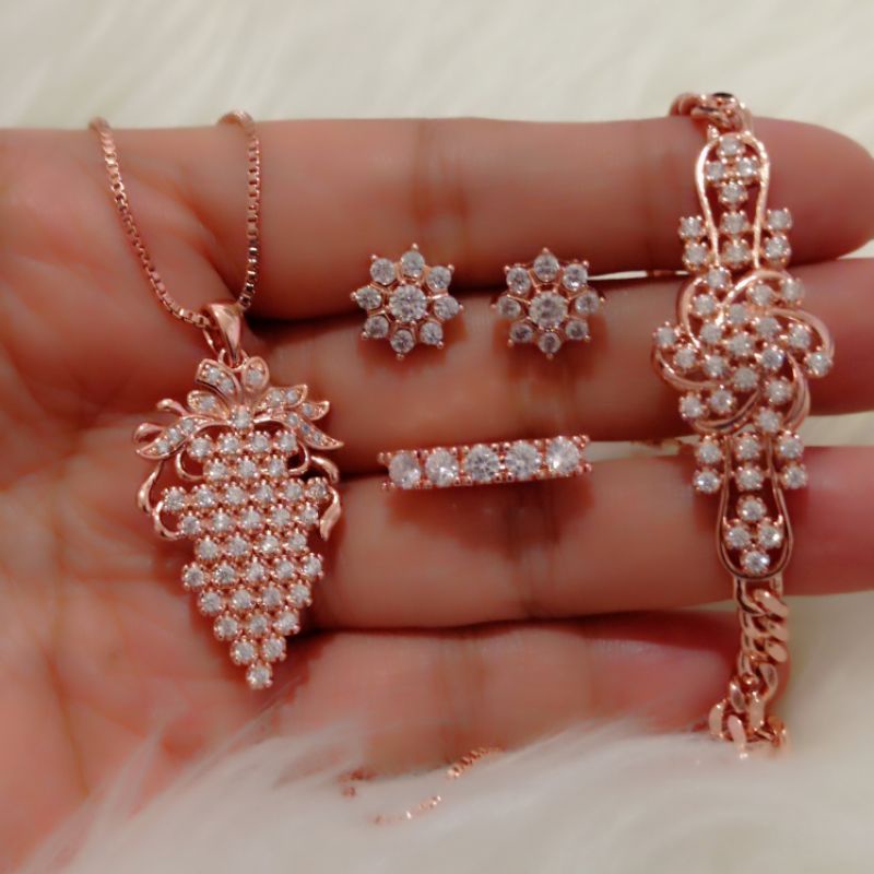 Set Replika Berlian Medan Lapis Emas AntiKarat AntiAlergi TahanLama
