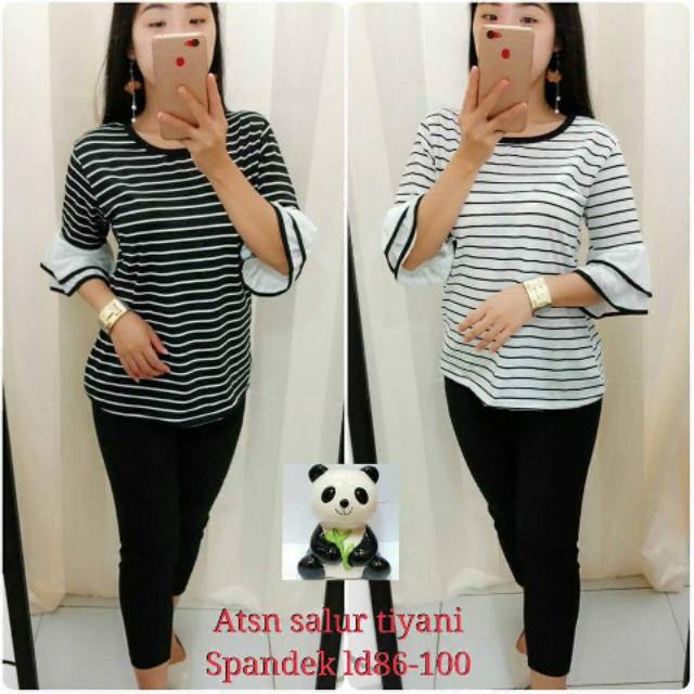 Hs Atasan salur tiyani/tiana stripe real pic