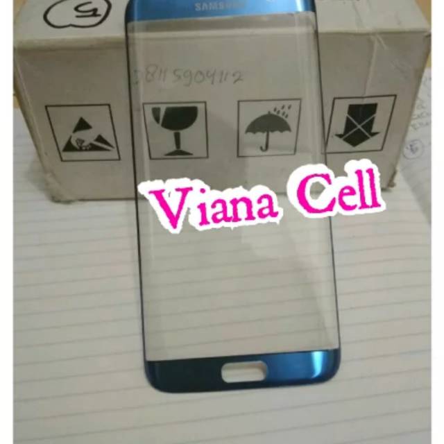 KACA LCD KACA DEPAN KACA TOUCHSCREEN SAMSUNG S7 EDGE G935 ORI WARNA BIRU BLUE CORAL