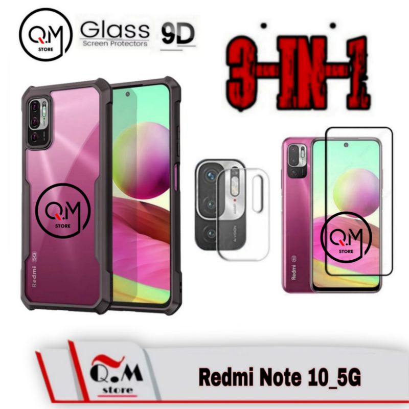 PAKET 3-IN-1 Case XIAOMI REDMI 10 / REDMI NOTE 10 5G Softcase Transparan Free Tempered Glass