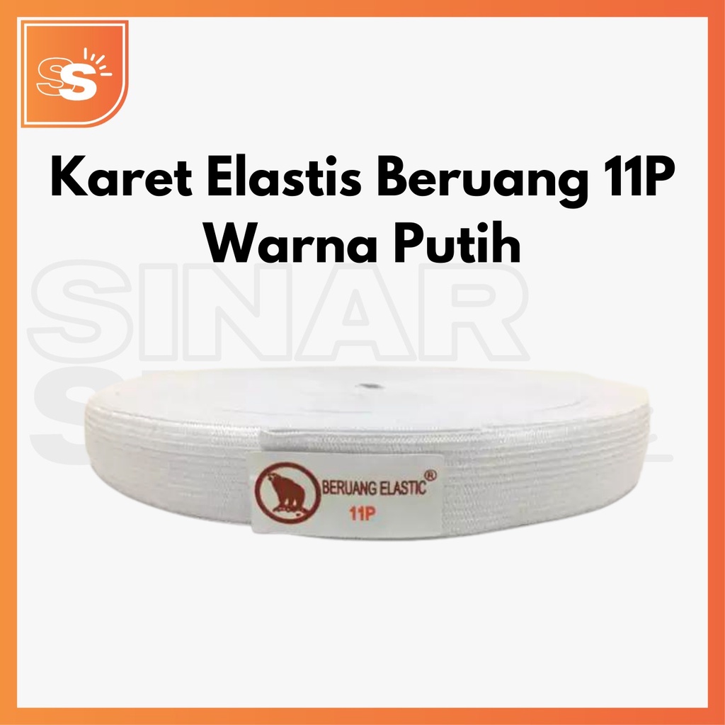 Karet Elastis Beruang 11P Ukuran 2,5cm (1 Inch) Warna Putih