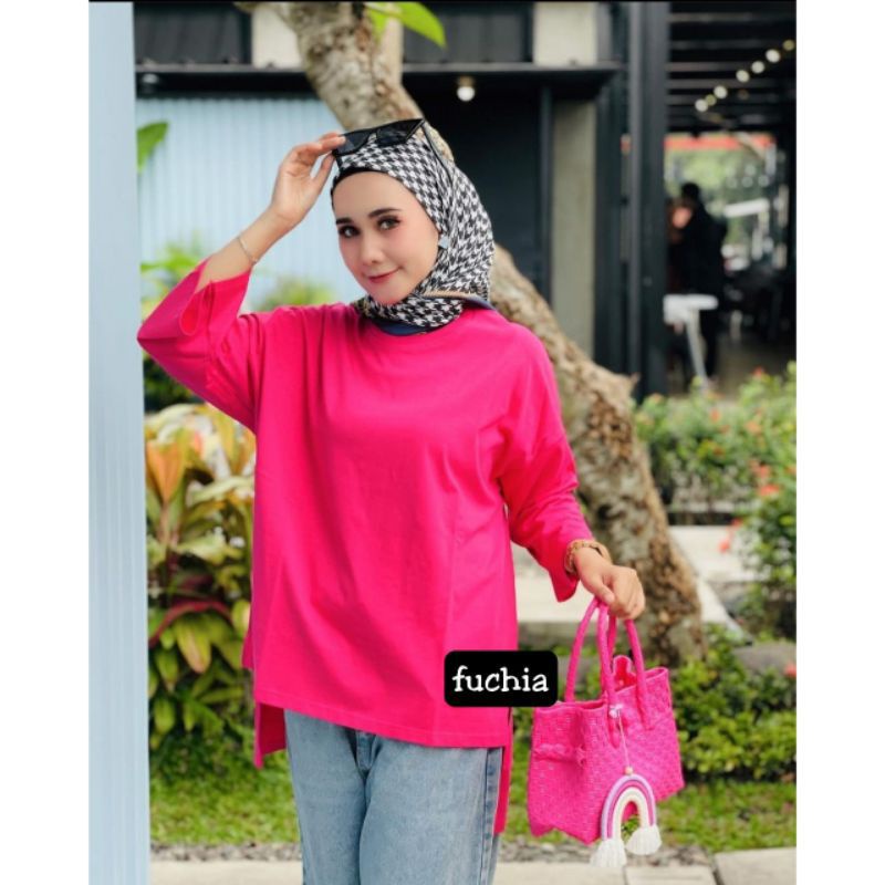 KAOS OVERSIZE WANITA POLOS HITS COMBED ORI KEKINIAN TRENDY MURAH STANDAR DAN JUMBO