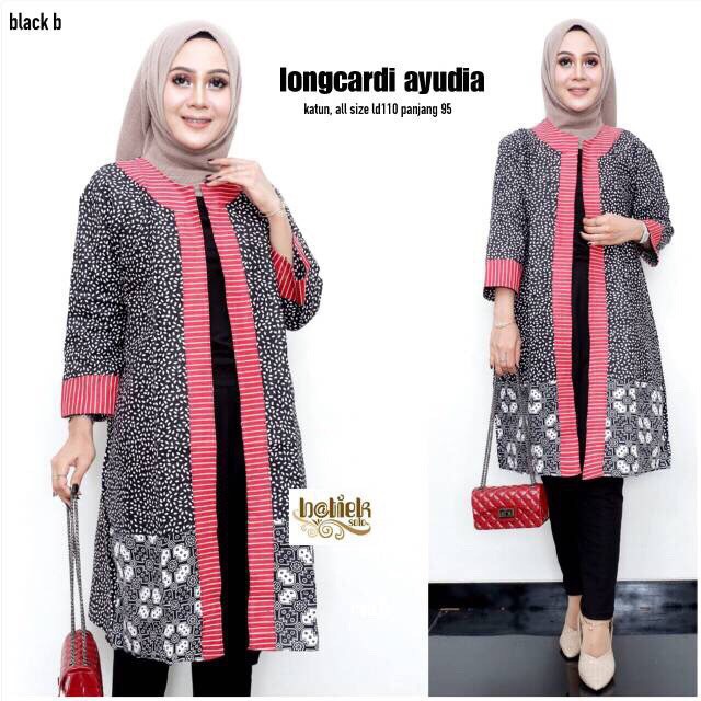 Long Cardi Ayudia Longcardi Outer Longvest Batik Cardigan Kantor Pesta Kondangan Cantik Modern