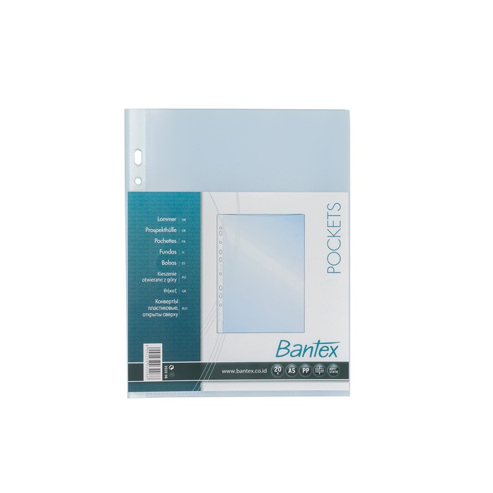 

Bantex Pocket Antiglare 20 Sheets 0.08mm thickness A5 #8032 08