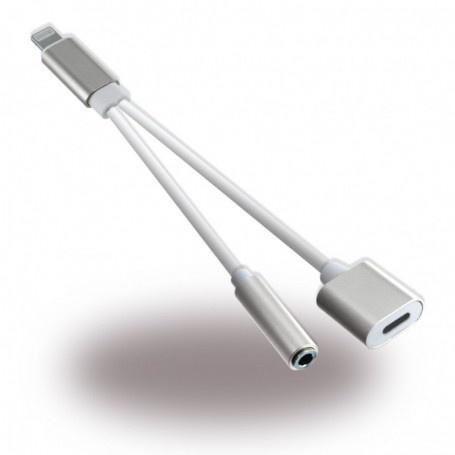 Splitter 2 in 1 Iphone Lightning Male to Female dan Jack Audio 3.5mm