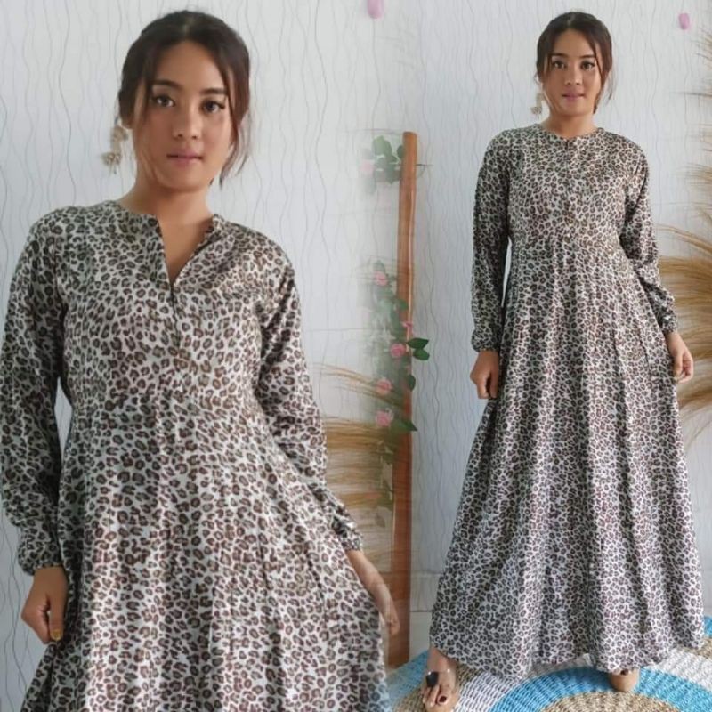 gamis rayon bali leopard